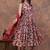 red floral print anarkali kurta pant set with a red dupatta