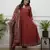  maroon anarkali kurta set with a printed dupatta