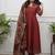  maroon anarkali kurta set with a printed dupatta