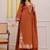 Beautiful jaipuri  rust orange anarkali kurta set with a printed dupatta