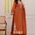 Beautiful jaipuri  rust orange anarkali kurta set with a printed dupatta