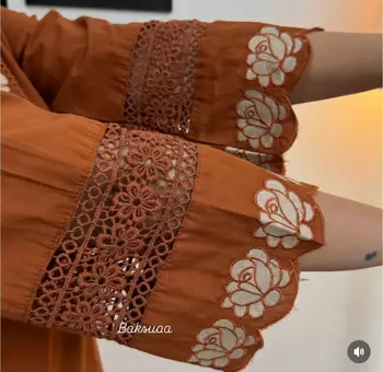 Beautiful jaipuri  rust orange anarkali kurta set with a printed dupatta 5