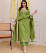  light green anarkali kurta set with a printed dupatta