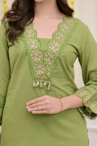  light green anarkali kurta set with a printed dupatta