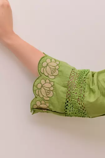  light green anarkali kurta set with a printed dupatta