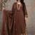 Beautiful jaipuri  choclate brown anarkali kurta set with a printed dupatta