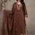 Beautiful jaipuri  choclate brown anarkali kurta set with a printed dupatta