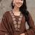 Beautiful jaipuri  choclate brown anarkali kurta set with a printed dupatta