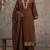 Beautiful jaipuri  choclate brown anarkali kurta set with a printed dupatta