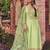 Green embroidery,zari  art silk anarkali churidar suit- free size stitched(size upto 42")