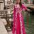 Rani pink chinon blouse palazzo suit with embroidered, embellished, mirror and sequin work, free-size stitched.