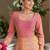 Rani pink georgette anarkali gown pant suit with heavy thread, zari and sequins work, free-size stitched.