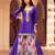 Blue chinon silk straight top palazzo suit with embroidery and stone sequin work, free-size stitched.