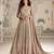 Beige georgette anarkali gown suit with heavy embroidery, sequins, thread, seroski & zarkan, free-size stitched.