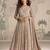 Beige georgette anarkali gown suit with heavy embroidery, sequins, thread, seroski & zarkan, free-size stitched.