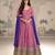 Pink georgette anarkali gown suit with heavy embroidery, sequins, thread, seroski & zarkan, free-size stitched.