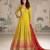Yellow georgette anarkali gown suit with heavy embroidery, sequins, thread, seroski & zarkan, free-size stitched.