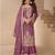 Lilac chinon straight palazzo suit with zari embroidery and sequins work, free-size stitched (up to 42").