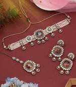 Vibrant multi color choker kundan necklace set designed to enhance every traditional look