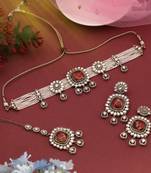 Rich maroon color choker kundan necklace set perfect for luxurious bridal style