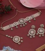 Classic white color choker kundan necklace set ideal for elegant ceremonial moments