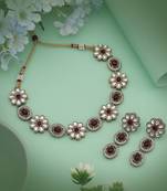Traditional maroon color kundan necklace set created for sophisticated ethnic fashion lovers