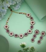 Deep purple color kundan necklace set perfect for statement-making festive elegance