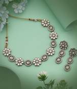 Pure white color kundan necklace set offering radiant brilliance for every grand celebration
