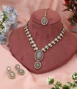 Cool sky blue color kundan necklace set bringing serene elegance to festive dressing
