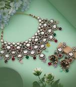 Colorful multi color kundan necklace set designed to brighten every traditional ensemble