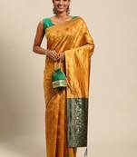 yellow cotton silk blend banarasi bandhani fusion style woven