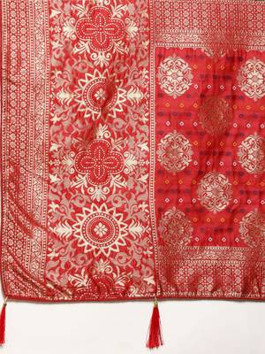 bottle green cotton silk blend banarasi bandhani fusion style woven 5