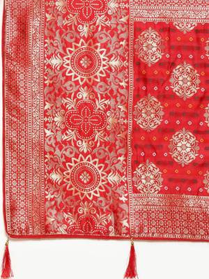 grey cotton silk blend banarasi bandhani fusion style woven 5