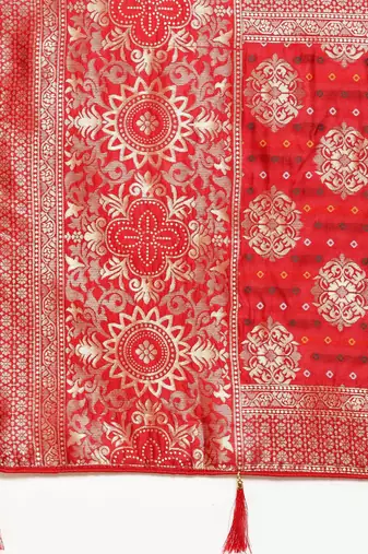 grey cotton silk blend banarasi bandhani fusion style woven