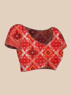 grey cotton silk blend banarasi bandhani fusion style woven 6