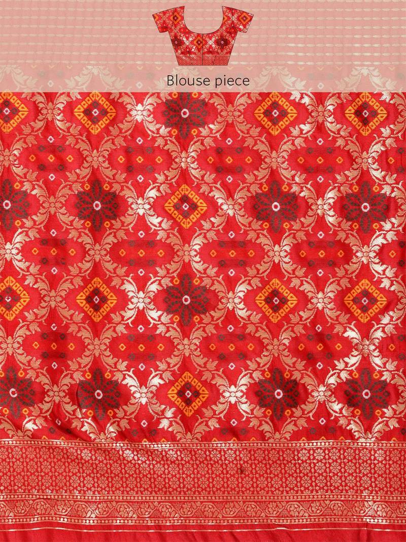 grey cotton silk blend banarasi bandhani fusion style woven