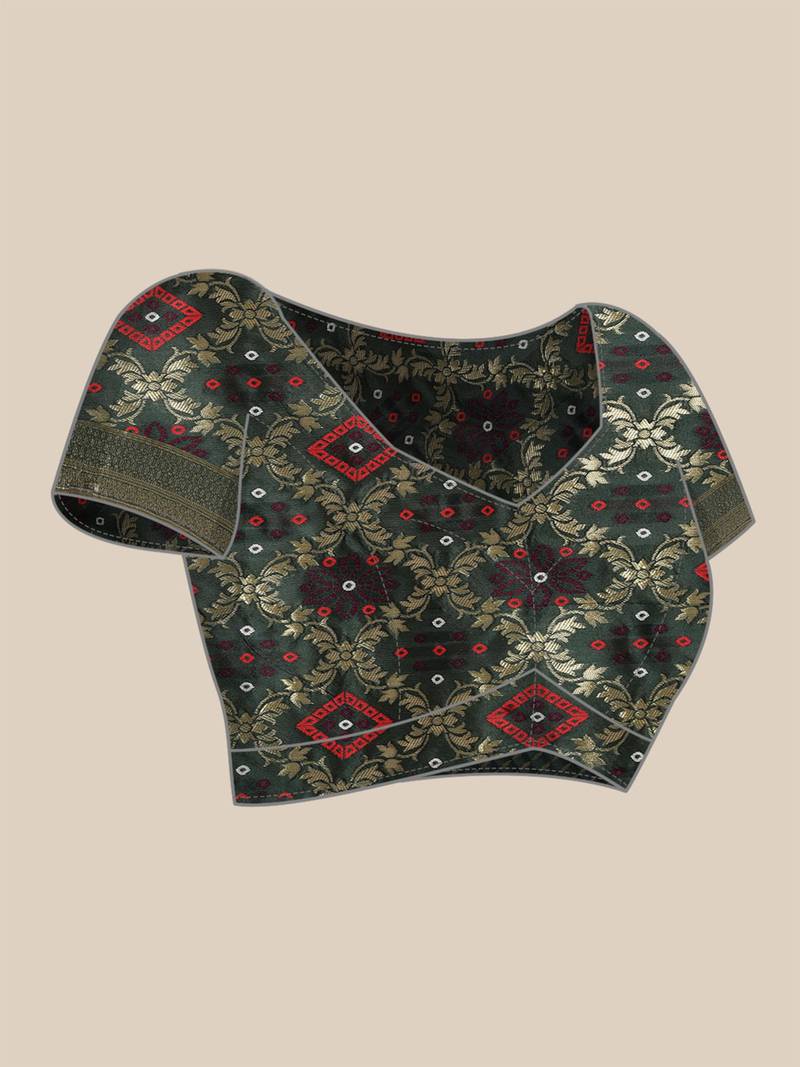 orange cotton silk blend banarasi bandhani fusion style woven