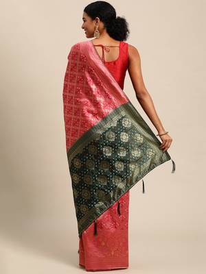 pista green cotton silk blend banarasi bandhani fusion style woven 5
