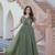 Green embroidered Silk Blend Gown