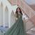 Green embroidered Silk Blend Gown