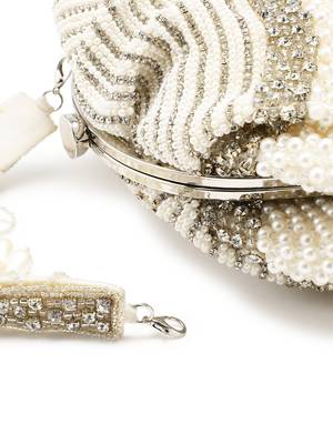 opal thread pearl white & silver pearl embellished velvet clutch 7