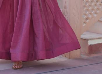 Onion Pink Embroidered Gown with Crunchy Silver Finish | Elegant Partywear Gown for Women 2