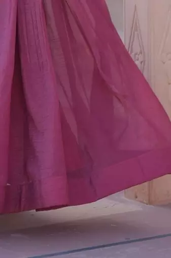 Onion Pink Embroidered Gown with Crunchy Silver Finish | Elegant Partywear Gown for Women