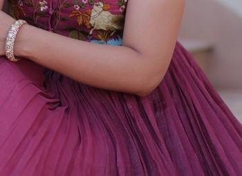 Onion Pink Embroidered Gown with Crunchy Silver Finish | Elegant Partywear Gown for Women 6