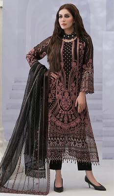 Black georgette suit with embroidered & multi thread zarkan  1
