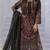 Black georgette semi stitched suit with embroidered & multi thread zarkan work