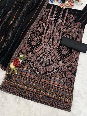 Black georgette suit with embroidered & multi thread zarkan  2