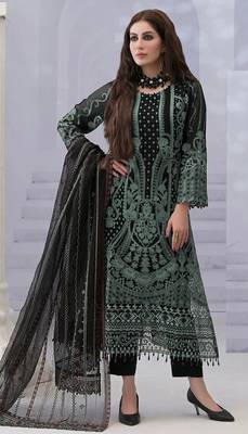 Black georgette suit with embroidered & multi thread zarkan  1