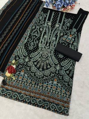 Black georgette suit with embroidered & multi thread zarkan  2