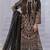 Black georgette semi stitched suit with embroidered & multi thread zarkan work